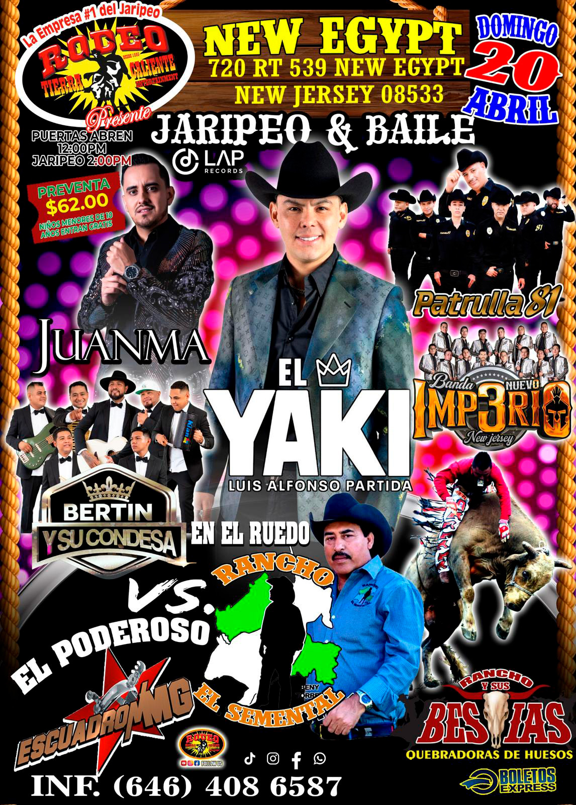 Buy tickets for EL YAKI LUIS ALFONSO PARTIDA | JUANMA | PATRULLA 81 | BERTIN Y SU CONDESA & BANDA NUEVO IMPERIO EL YAKI LUIS ALFONSO PARTIDA | JUANMA | PATRULLA 81 | BERTIN Y SU CONDESA & BANDA NUEVO IMPERIO
