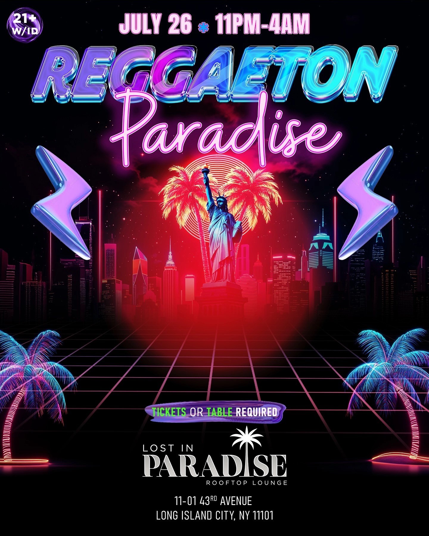 Reggaeton Paradise Rooftop Party – Lost in Paradise, Queens NY | July 26th