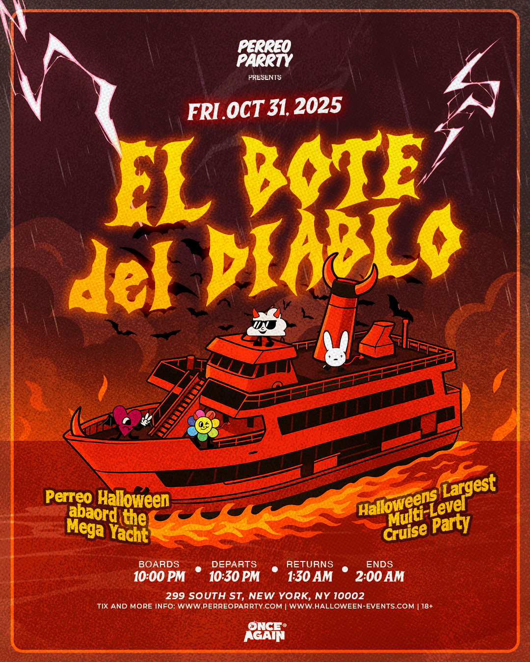 Buy tickets for EL BOTE DEL DIABLO Halloween Mega Yacht - Latin & Reggaeton Boat Party EL BOTE DEL DIABLO Halloween Mega Yacht - Latin & Reggaeton Boat Party
