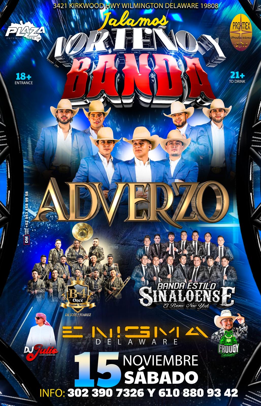 Buy tickets for ADVERZO | B-4 ONCE & BANDA ESTILO SINALOENSE ADVERZO | B-4 ONCE & BANDA ESTILO SINALOENSE