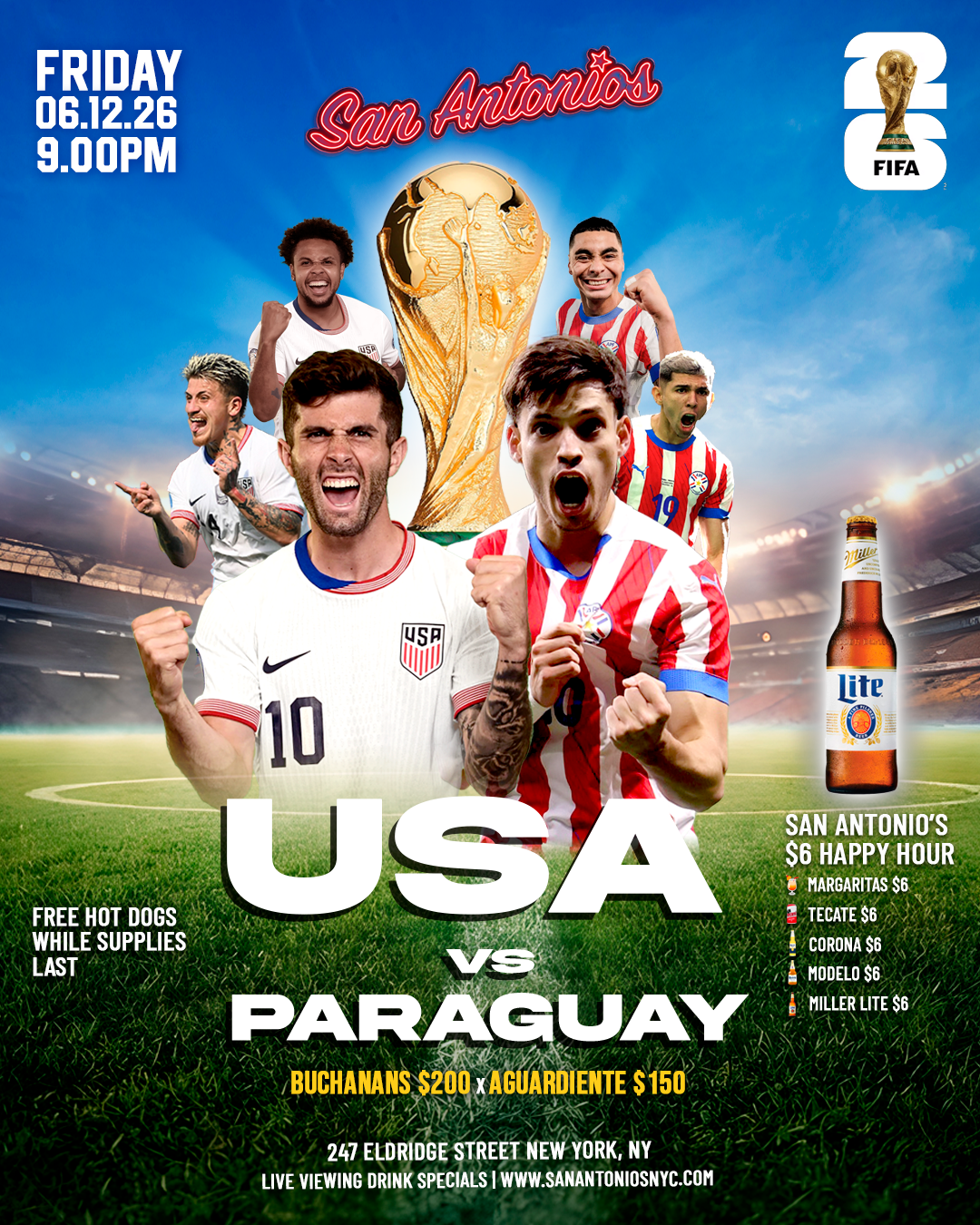Soccer Game Viewing Party: USA vs PARAGUAY at San Antonios