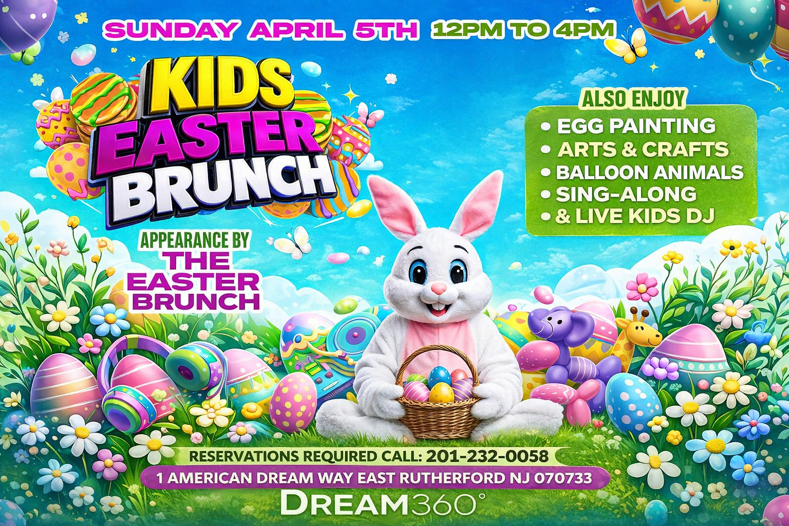 Kids Easter Brunch at Dream360 – Easter Bunny, Painting, Family Fun & More