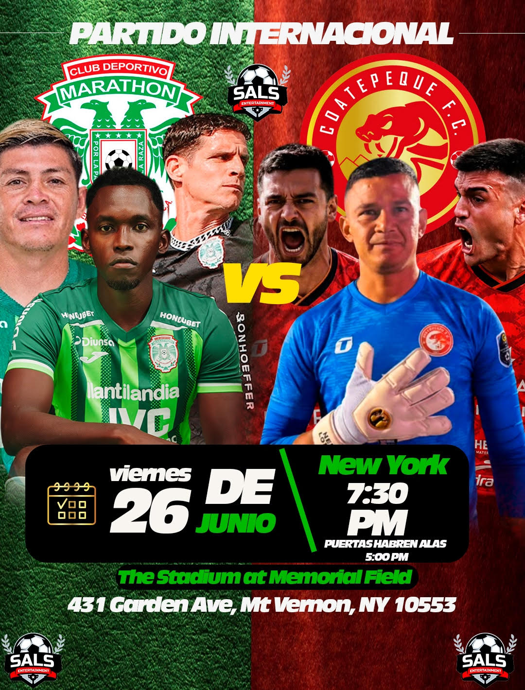 PARTIDO AMISTOSO MARATHON VS COATEPEQUE AREA TRI ESTATAL,                         NY - NJ- CT